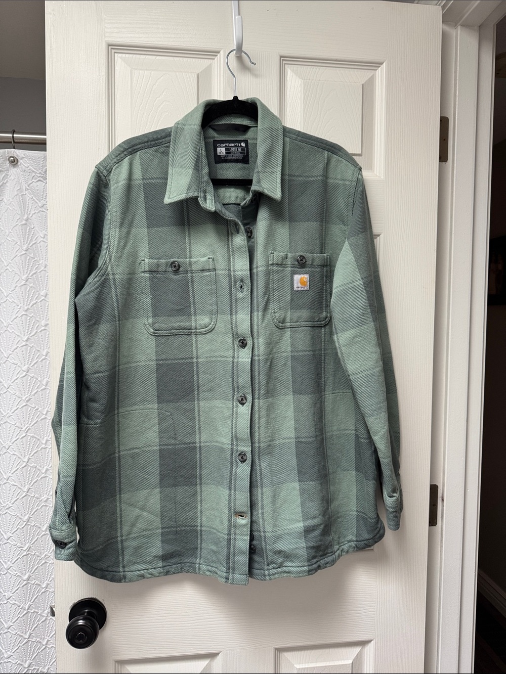 Carhartt Sage Green Plaid Button-Front jacket